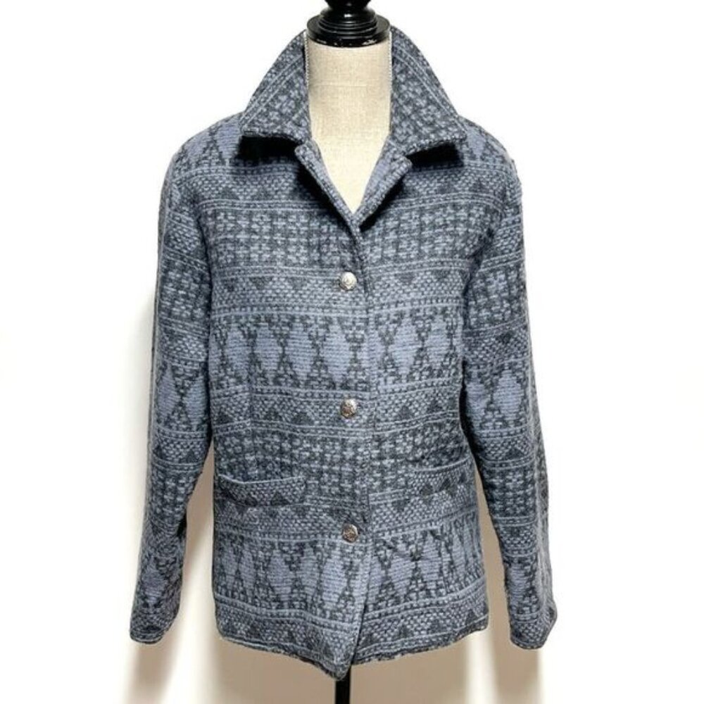 Vintage Woolrich Blue Navajo Aztec Southwestern Wool Jacket Womens Sz L